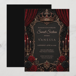 Luxus Rot Dunkle Gothic Sweet 16 Einladung