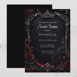 Luxus Rot Dunkle Gothic Sweet 16 Einladung