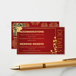 Luxus-Rot-Gold-Mandala-Hochzeitsdetails Begleitkarte