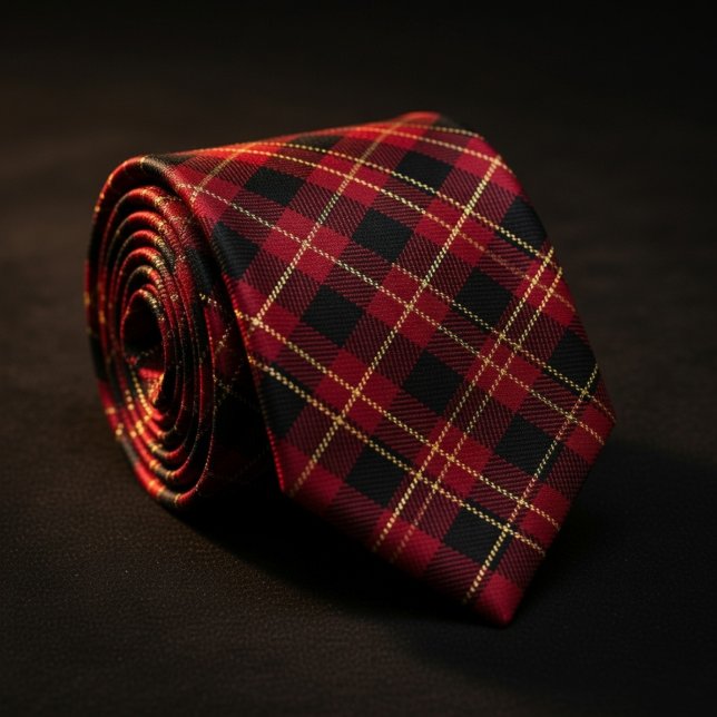 Luxus-Rot-Gold-Tartan-Karo Krawatte (Von Creator hochgeladen)
