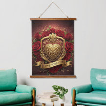 Luxus-Rot-Roségold-Herz-Wandtapete
