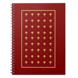 Luxus rotes und goldenes Vintage-Damaskmuster Notizblock