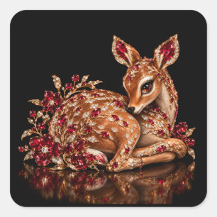 Luxus-Rotgoldhirsch-Kunst Quadratischer Aufkleber