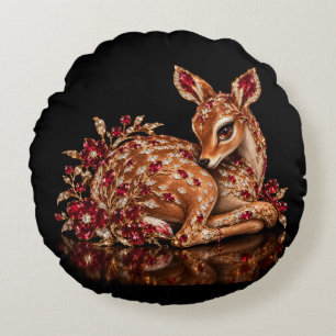 Luxus-Rotgoldhirsch-Kunst Rundes Kissen
