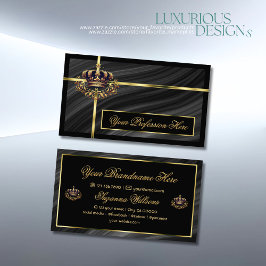 Luxus Royal Black Gold Crown Prächtig und elegant Visitenkarte