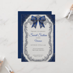Luxus Royal Blau Silber Sweet 16 Einladung