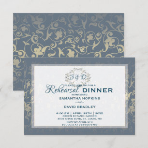 Luxus-Royal-Damask-Probeessen-Karte Einladung