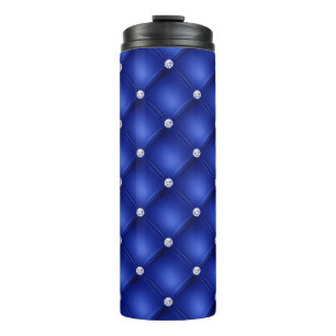 Luxus-Royalblau-Diamant-Tufting-Muster Thermosbecher