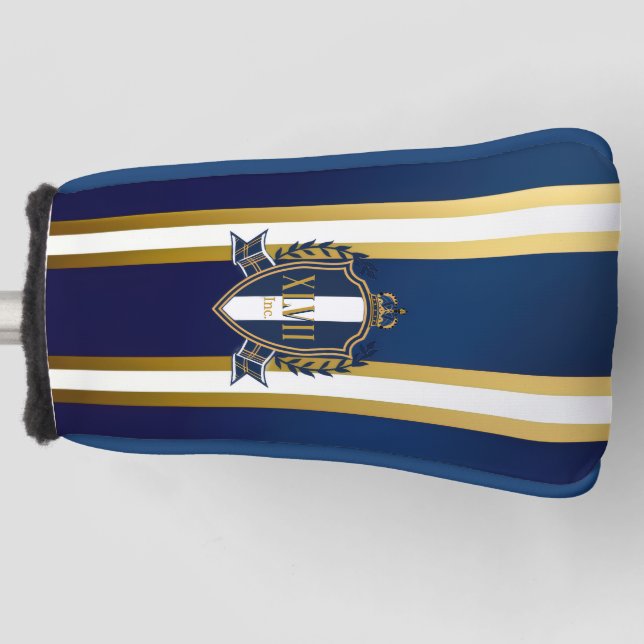 Luxus-Royalblau-Weiß-Monogramm-Putter Golf Headcover (Vorderseite)