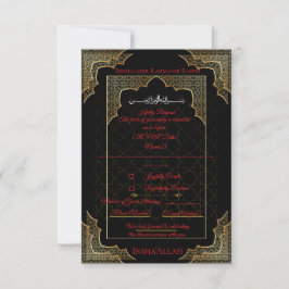 Luxus RSVP-Karte für Muslime in Schwarz und Gold | RSVP Karte