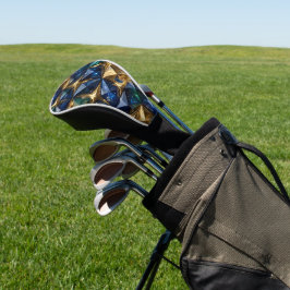 Luxus-Rubin-Blau-Gold-Marmor-Geometrie Golf Headcover