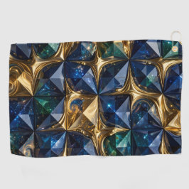 Luxus-Rubin-Blau-Gold-Marmor-Geometrie Golfhandtuch