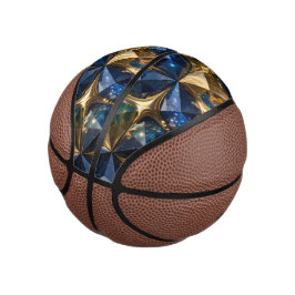 Luxus-Rubin-Blau-Gold-Marmor-Geometrie Mini Basketball