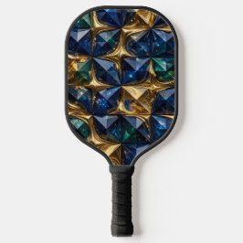 Luxus-Rubin-Blau-Gold-Marmor-Geometrie Pickleball Schläger