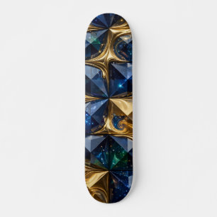 Luxus Rubin Blau Gold Marmor Geometrisch Skateboard
