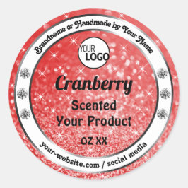 Luxus Ruby Red Sparkle Glitzer Logo Runder Aufkleber