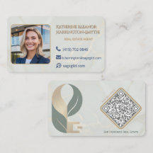 Luxus-Sage & Gold-Marmor-Makler-Foto-QR-Design