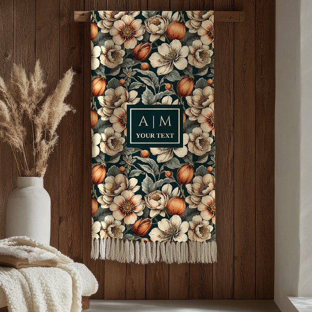 Luxus-Salbei-Grün-Rustikale-Terrakotta-Herbstblüte Fleecedecke (Luxe Sage Green Rustic Terracotta Autumn Blooms Blanket)