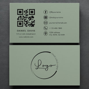 Luxus-Salbei-Grünes Firmenlogo QR-Code  Visitenkarte