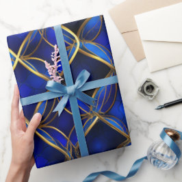 Luxus Saphir Blau Gold Glanz Abstraktes Muster Geschenkpapier
