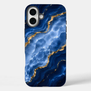 Luxus-Saphir-Marmor-Achat iPhone 16 Plus Hülle