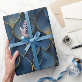 Luxus Saphir Navy Gold Kurve abstraktes Muster Geschenkpapier