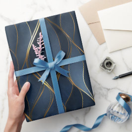 Luxus Saphir Navy Gold Kurve abstraktes Muster Geschenkpapier