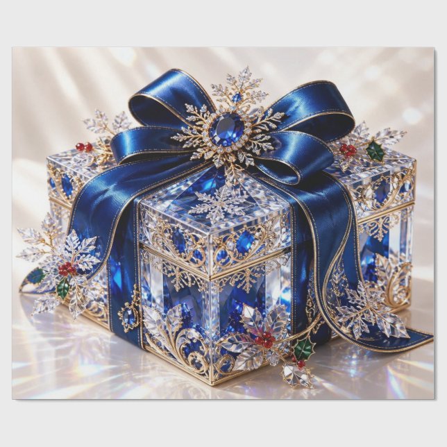 Luxus-Saphirblau-Weihnachtsgeschenkverpackungspapi Geschenkpapier (Flach)