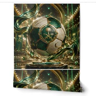 Luxus-Saudi-Fußball-Hintergrundbild | Grün & Gold Tapete