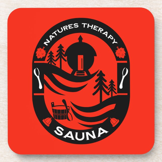 Luxus Sauna Geschenk Getränkeuntersetzer (Vorderseite)