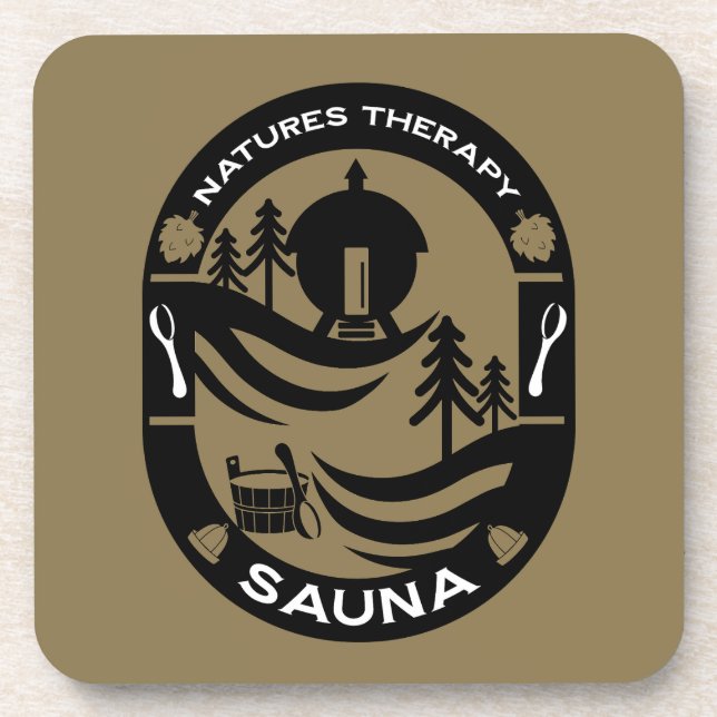 Luxus Sauna Geschenk Getränkeuntersetzer (Vorderseite)