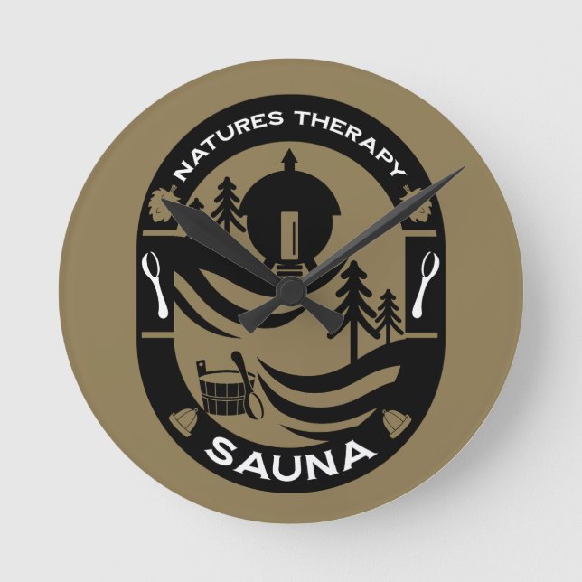 Luxus Sauna Geschenk Runde Wanduhr (Vorderseite)