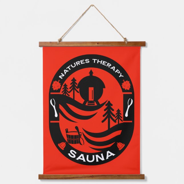 Luxus Sauna Geschenk Wandteppich Mit Holzrahmen (Vorderseite)