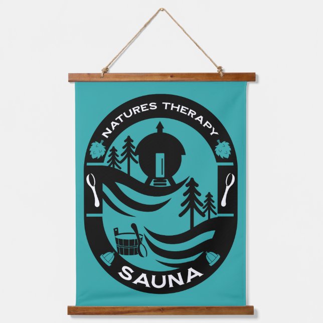 Luxus Sauna Geschenk Wandteppich Mit Holzrahmen (Vorderseite)