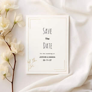 Luxus-Save-the-Date-Karte aus Weißgold mit geometr Einladung