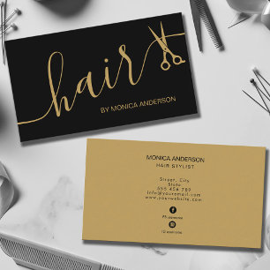 Luxus-Schere für Haarstylisten in Schwarz mit Gold Visitenkarte