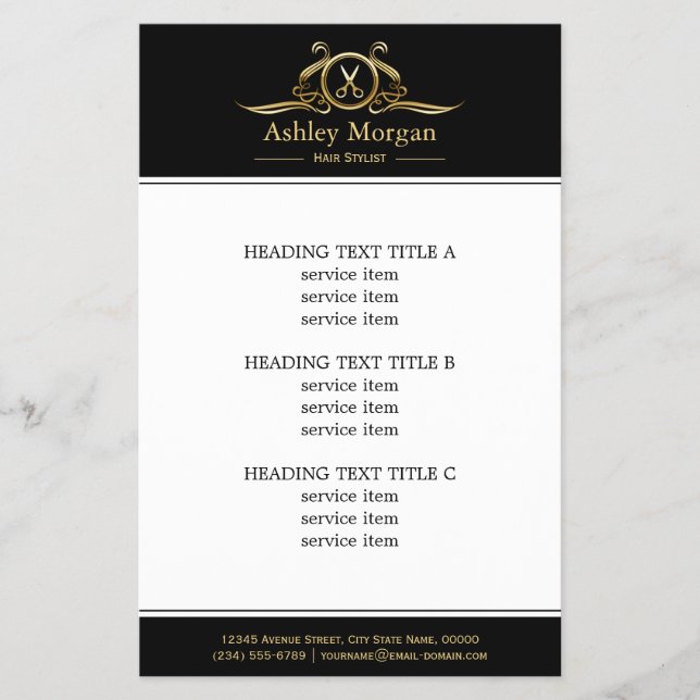 Luxus Scheren Logo Haar Stylist Schönheitssalon Flyer (Vorne)