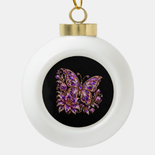 Luxus-Schmetterling aus violettem Kristall Keramik Kugel-Ornament
