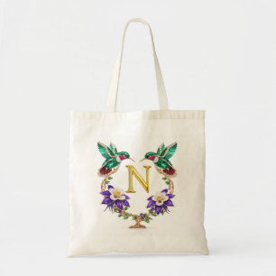 Luxus-Schmetterlings-Kolibri-Monogramm-N-Hochzeits Tragetasche