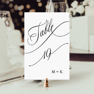 Luxus Schrift Schwarz-Weiß-Hochzeit Nummer 19, Tischnummer