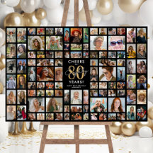 Luxus-Schwarz-80.-Geburtstags-Foto-Board