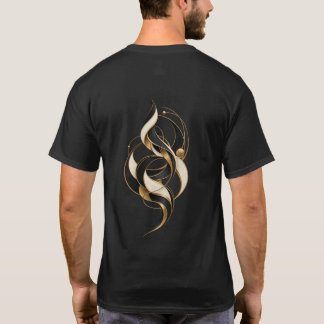 Luxus-Schwarz-Creme-Gold-Abstrakt-Hinterdruck T-Shirt