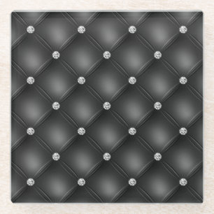Luxus-Schwarz-Diamant-Tufting-Muster Glasuntersetzer