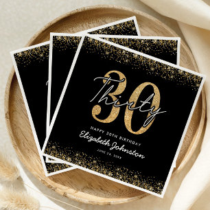 Luxus-Schwarz-Gold-30-Geburtstagstagsservietten Serviette