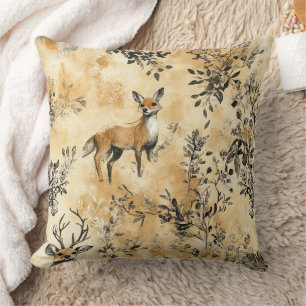 Luxus-Schwarz-Gold-Botanik-Fuchs-Kunst (5) Kissen
