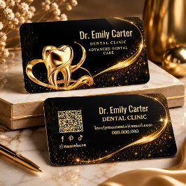 Luxus Schwarz & Gold Dental | Elegante Zahnarztpra Visitenkarte
