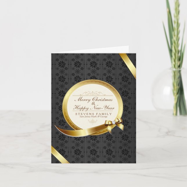 Luxus Schwarz & Gold Elegant Frohe Weihnachten (Vorderseite)