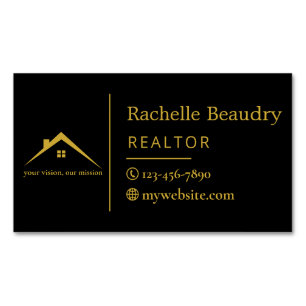 Luxus-Schwarz-Gold-Immobilien-Makler-Monogramm Magnetische Visitenkarte