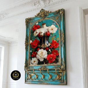 Luxus Schwarz Gold Korsett Mannequin Rot floral Seidenpapier