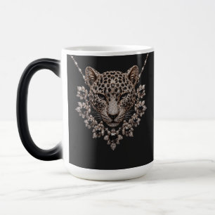 Luxus Schwarz & Gold Leopard Blumen Diamant Verwandlungstasse